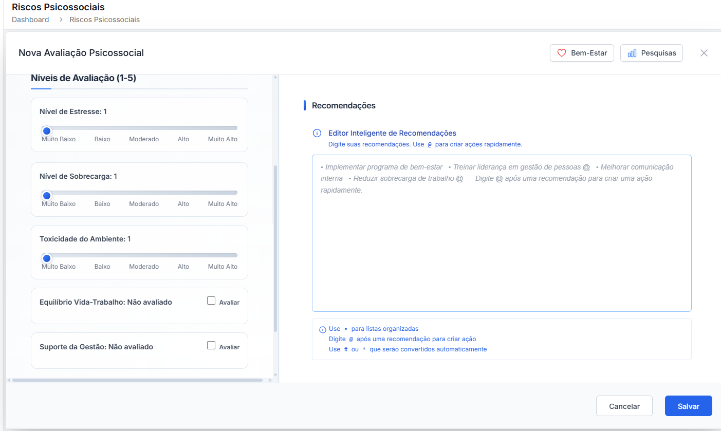 Avaliação psicossocial